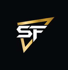 SF FS Triangle Logo Monogram Design Vector Super Hero Concept
