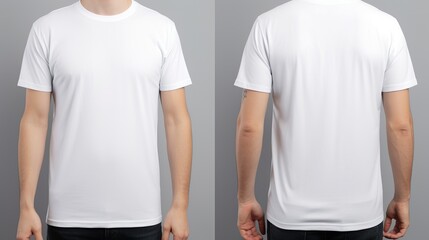 White men's classic t-shirt front and back in pure white