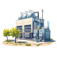 Biofuel generator at an agricultural facility isolated on white background, cartoon style, png
