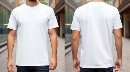 White men's classic t-shirt front and back in pure white