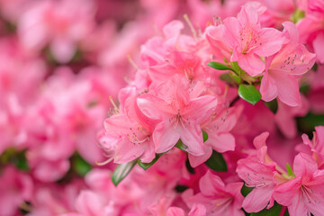 close-up of a blooming azalea bush, its flowers a vibrant shade of pink