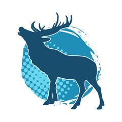 Silhouette of a deer wild forest animal with antlers.