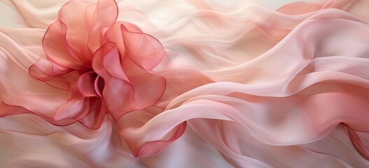 An abstract textile design in organza reveals an artistic interplay of light and shadow, creating a mesmerizing wave-like pattern.
