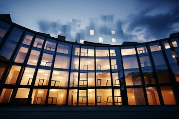 Glass facade of a modern office building. - 727846518