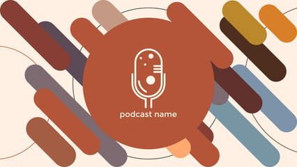 ABSTRACT TEMPLATE PODCAST MICROPHONE FLAT COLOR LIQUID DESIGN BACKGROUND VECTOR. GOOD FOR COVER DESIGN, BANNER, WEB,SOCIAL MEDIA