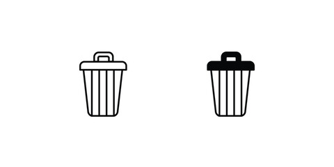 trash bin icon with white background vector stock illustration