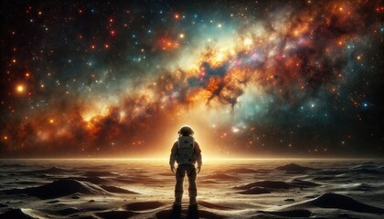 Fototapeta premium Astronaut Gazing at the Cosmic Vista