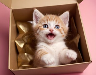 little kitten in a box