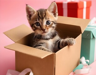 Fototapeta premium kitten in box