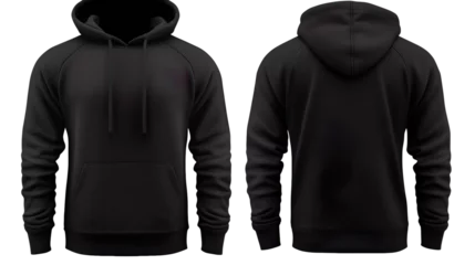 Foto op Plexiglas Black classic Hoodie front and back in pure black without logo on transparentbackground © Marietimo