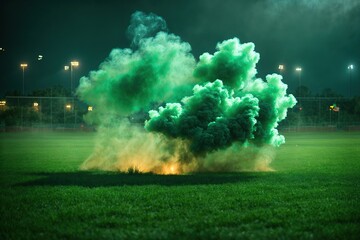 Background green grass smoke cloud fart soccer night field dust poison potion floating sport...