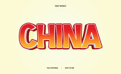 Fototapeta na wymiar China 3D Text Effect Fully Editable