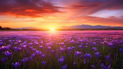 
Rice flower field with sunset view.