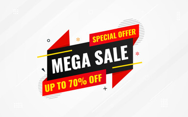 Mega sale banner template design for web or social media, Modern sale poster. discount sale banner composition with flat abstract background template vector Illustration.