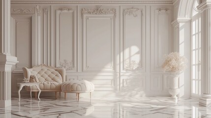 Empty interior room 3d Render. classic interior design. Luxurious interior, minimalist, classic living room