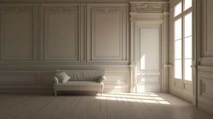 Empty interior room 3d Render. classic interior design. Luxurious interior, minimalist, classic living room