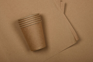 Disposable brown paper coffee cups