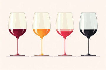 Cheers to the Celebration: A Vibrant Collection of Colorful Wine Glasses on Transparent Background
