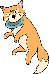 cute orange dog with a fluffy tail cartoon