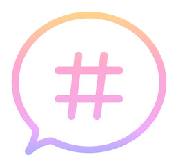 Obraz premium ピンク色のグラデーション｜ハッシュタグと吹き出し
