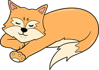 cute orange dog with a fluffy tail cartoon