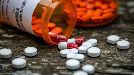Prescription drugs spilled out of bottle