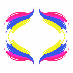 Colorful brush strokes in the frame form. Vector illustration