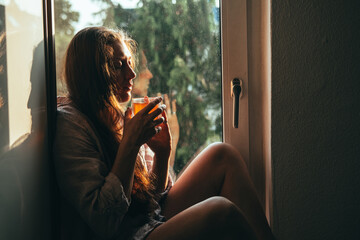 Contemplative Woman with Morning Tea