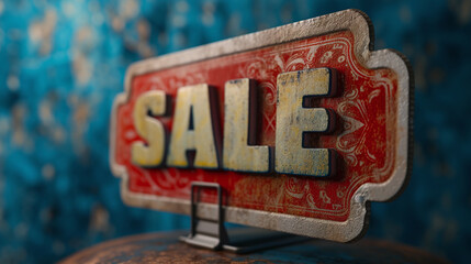sign with the word sale in red against blue blackground