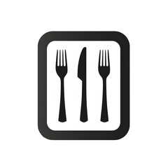 a black and white sign with a fork and knife