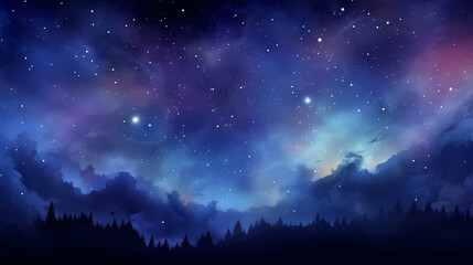 Sparkling starry night sky background