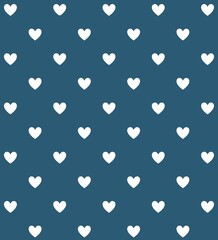Saint Valentine's Day pattern with hearts. Love pattern. Beautiful print with white hearts on deep blue background