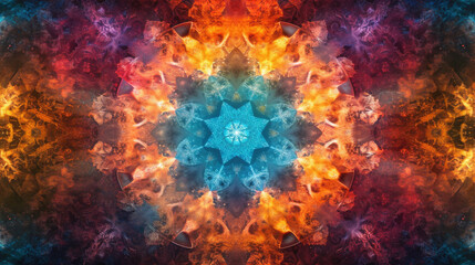 .abstract background with kaleidoscope, colorful floral elements mesmerizing
