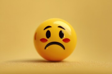 Sad emoji face on light yellow background