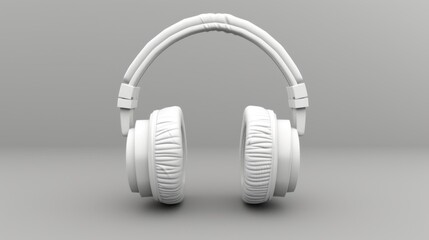 a 3d illustration of a gray colored model of headphones.