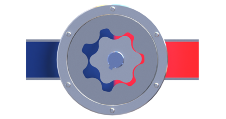 Gear Pump - Gerotor. Internal and external gears mesh to generate fluid pressure
