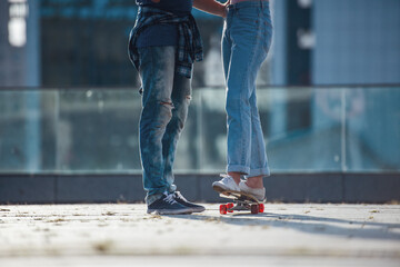 Stylish couple in city