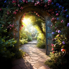 A magical doorway to a hidden garden.
