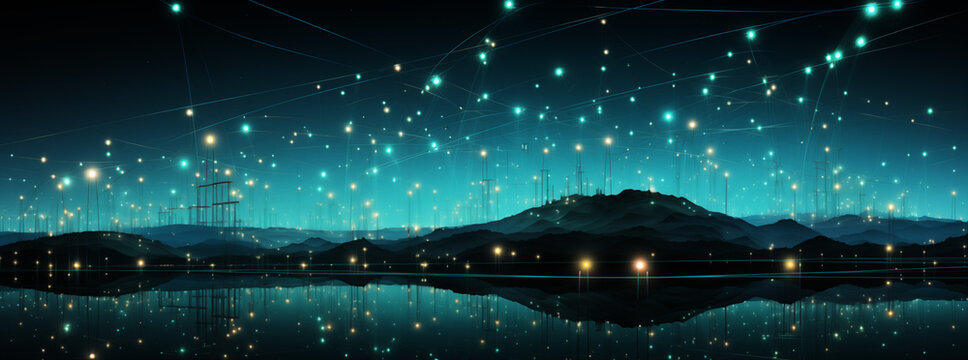 alien landscape with lights, 