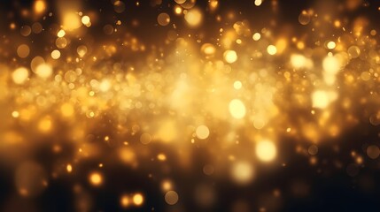 a blurry image of gold lights on a black background