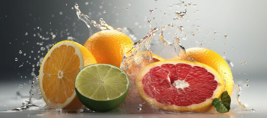 fresh orange fruits with water splash 32