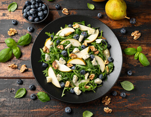 Pear Gorgonzola cheese, blueberries and Walnut Salad. Healthy food