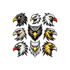 set of eagle head vector illustration