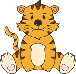 Obraz na płótnie Canvas cute cartoon tiger sitting