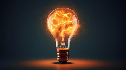 a glowing light bulb on a dark background