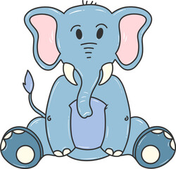 cute cartoon elephant sitting