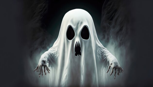 Scary ghost on dark background