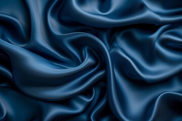 Luxurious Dark Blue Silk Satin Background

