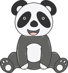 cute cartoon panda sitting down