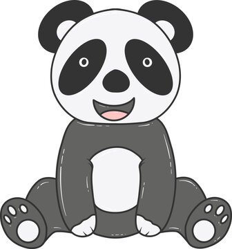 cute cartoon panda sitting down